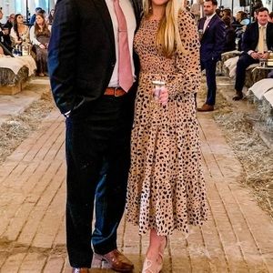 Elegant Leopard Print Long Sleeve Dress